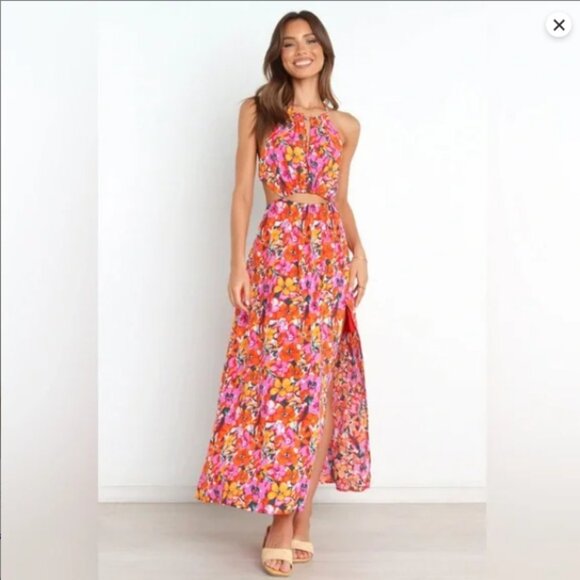 Petal & Pup Senorita Halter Dress Floral Cutout Slit NWT Size 10‎ - Picture 4 of 16